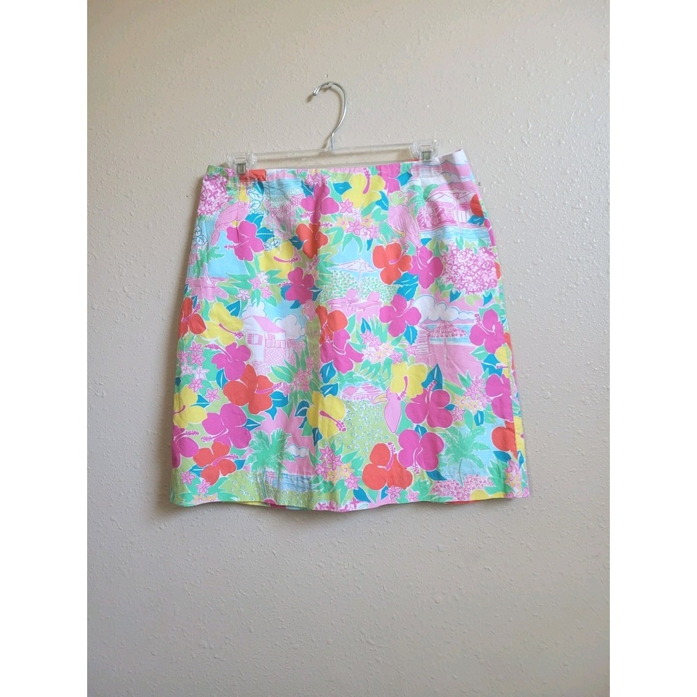 Lilly Pulitzer Womens Multicolored Floral Print Short‎ Skirt 100% Cotton Size 8